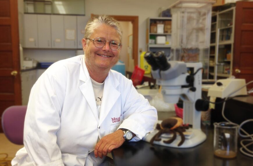 Vett Lloyd, PhD, at Mount Allison University in her lab.