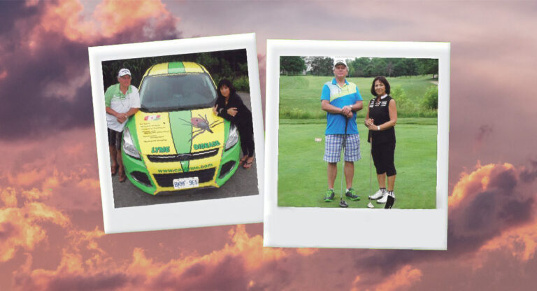 Polaroids of Jim Wilson standing with Magnotta.