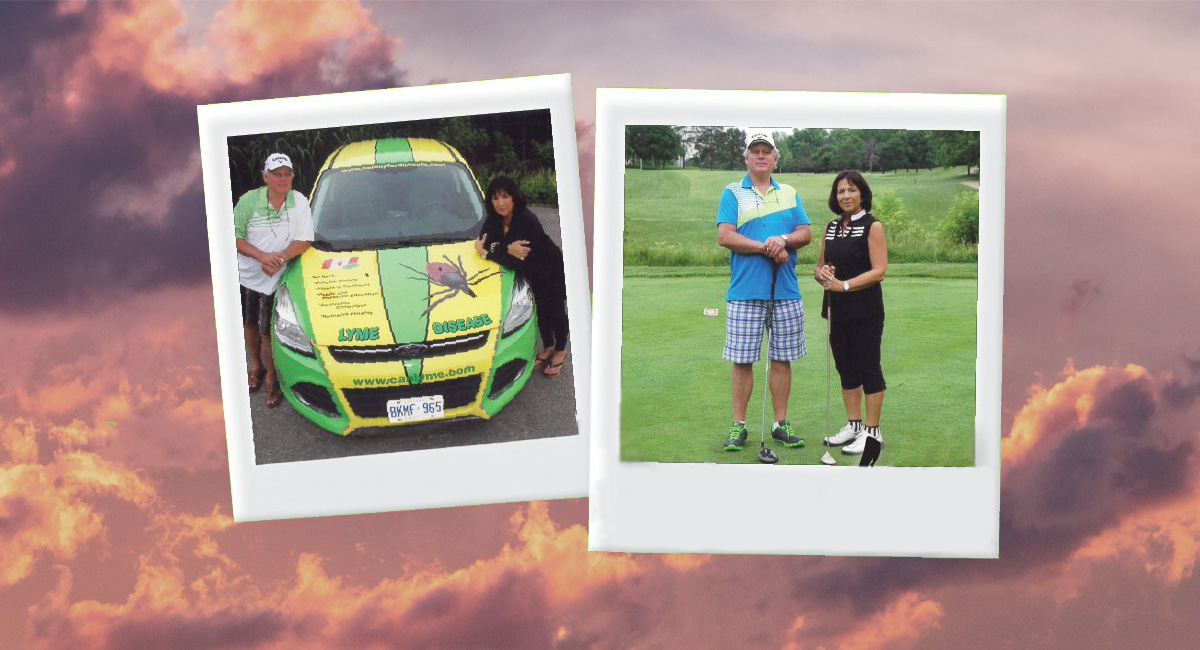 Polaroids of Jim Wilson standing with Magnotta.