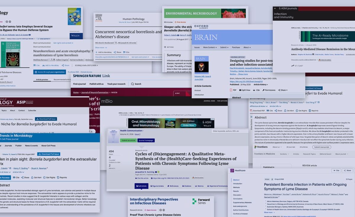 A montage of journal articles at their publishers.